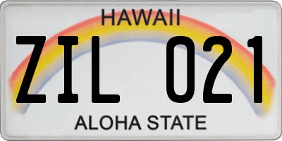 HI license plate ZIL021