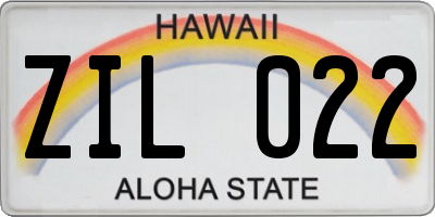 HI license plate ZIL022