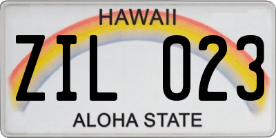 HI license plate ZIL023