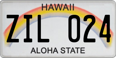 HI license plate ZIL024