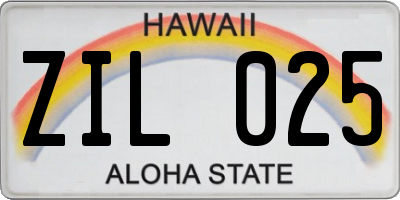HI license plate ZIL025