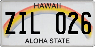 HI license plate ZIL026