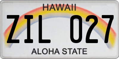 HI license plate ZIL027