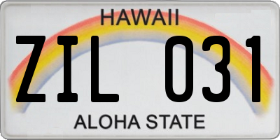 HI license plate ZIL031