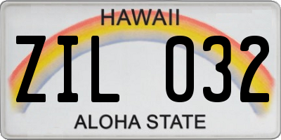 HI license plate ZIL032