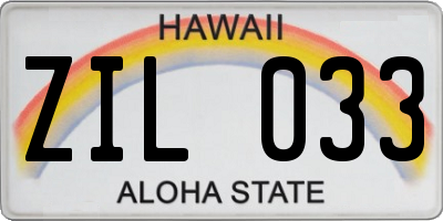 HI license plate ZIL033