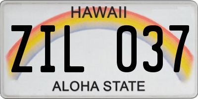 HI license plate ZIL037