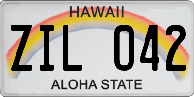 HI license plate ZIL042