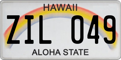 HI license plate ZIL049