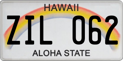 HI license plate ZIL062