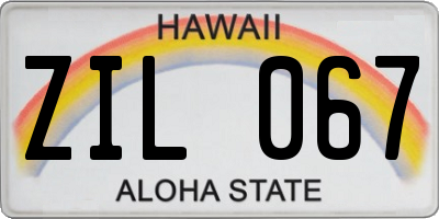 HI license plate ZIL067