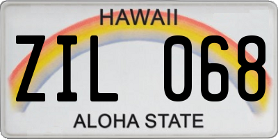 HI license plate ZIL068