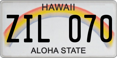 HI license plate ZIL070