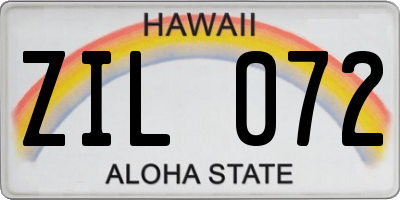 HI license plate ZIL072