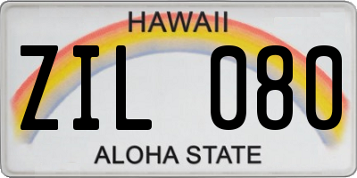 HI license plate ZIL080