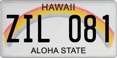 HI license plate ZIL081