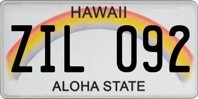 HI license plate ZIL092