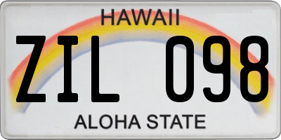 HI license plate ZIL098