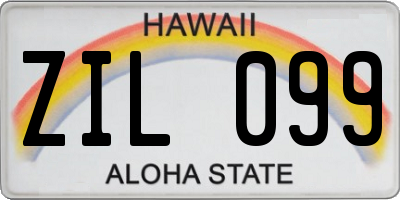 HI license plate ZIL099