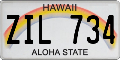 HI license plate ZIL734