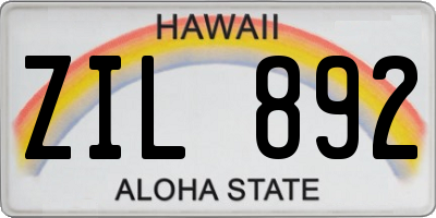 HI license plate ZIL892