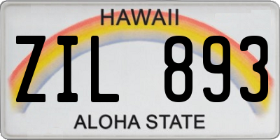 HI license plate ZIL893