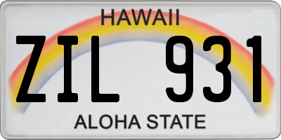 HI license plate ZIL931