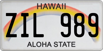 HI license plate ZIL989