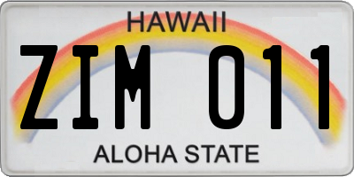 HI license plate ZIM011