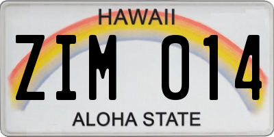 HI license plate ZIM014