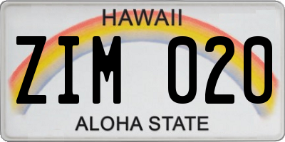 HI license plate ZIM020