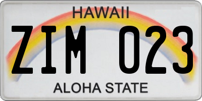 HI license plate ZIM023