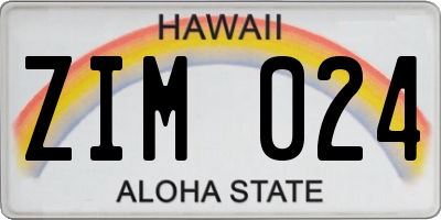 HI license plate ZIM024