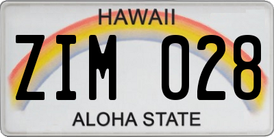 HI license plate ZIM028