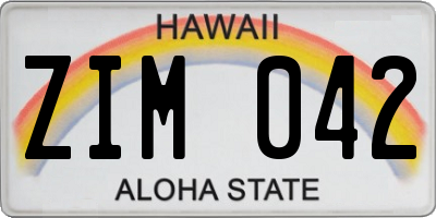 HI license plate ZIM042