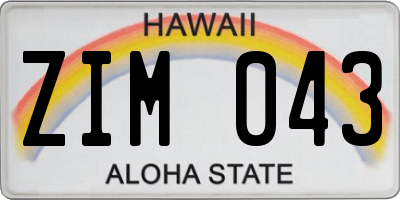 HI license plate ZIM043