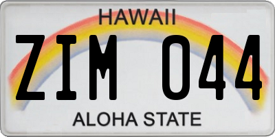 HI license plate ZIM044
