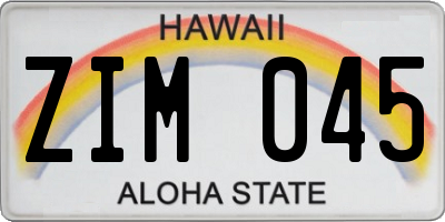 HI license plate ZIM045