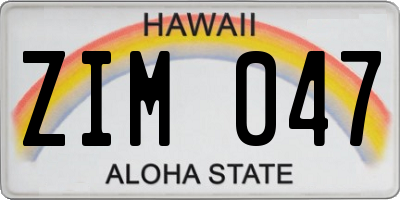 HI license plate ZIM047