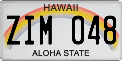 HI license plate ZIM048