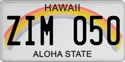 HI license plate ZIM050