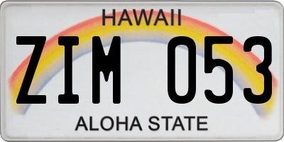 HI license plate ZIM053