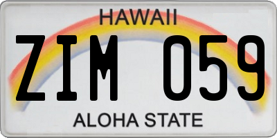 HI license plate ZIM059