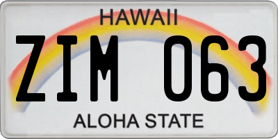 HI license plate ZIM063