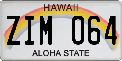 HI license plate ZIM064