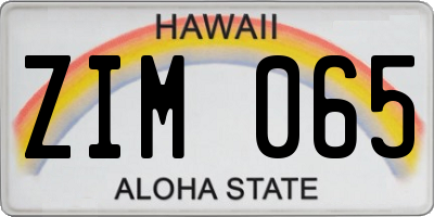 HI license plate ZIM065