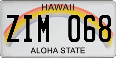 HI license plate ZIM068