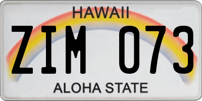 HI license plate ZIM073