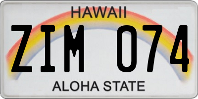 HI license plate ZIM074