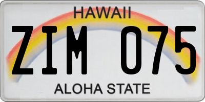 HI license plate ZIM075